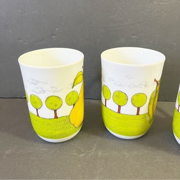 Dept 56 Orchard Pattern Mugs Lynda Sylvester Orange Lemon Pear Apple Fall Lot 4x - Picture 4 of 14